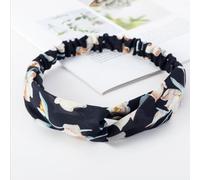 Fascia per capelli da donna, motivo floreale con magnolia blu navy | 2 fasce elastiche per capelli, morbide, per uso quotidiano, viaggi, feste