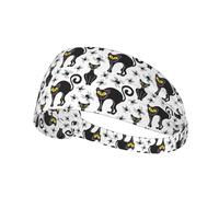 Fascia per capelli da donna nera larga 11 cm - Gatto grazioso n.1076, fascia per look allegri e comodi