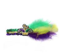 Fascia per capelli da donna per carnevale, tricolore, oro, viola, verde, con apertura luminosa, con accessori, per feste di ballo, spettacoli e carnevale (verde chiaro, taglia unica)