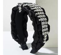 Fascia per capelli da donna plissettata intrecciata intrecciata per adulti accessori per capelli vintage fatti a mano nero
