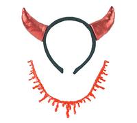 Fascia per capelli da donna, set girocollo con corno di sangue gocciolante per Halloween