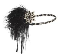Fascia per capelli da donna, stile anni '20, con piuma, stile Charleston, grande Gatsby, da donna, accessorio per carnevale, concerto (1-nero oro)