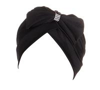 Fascia per capelli da donna, stile etnico, turbante, copricapo con fiocco, cappello a turbante a treccia, copertura per capelli, chiusura per capelli, Nero , Taglia unica