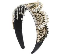 Fascia per capelli da donna, stile europeo, retrò, con strass, stile barocco, con frange