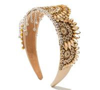 Fascia per capelli da donna, stile europeo, retrò, con strass, stile barocco, con frange