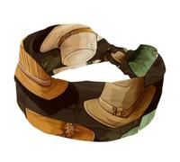 Fascia per capelli da donna, stile occidentale, con cappello da cowboy, stile vintage, antiscivolo, ampia fascia per capelli annodata intrecciata, morbida fascia elastica per la testa per ragazza