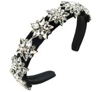Fascia per capelli da donna, stile retrò, ampia e stretta, con diamanti in vetro super flash, accessorio per capelli, fascia stretta