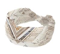 Fascia per capelli da donna, stile retrò, beige, etnica, larga, morbida, elastica, assorbe il sudore, per sport, yoga, allenamento, fascia per capelli annodata