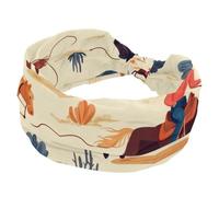Fascia per capelli da donna, Wild Catcus West Cowboys con cavalli, morbida e larga, turbante antiscivolo, fascia elastica per sudore, yoga, allenamento, bandana con nodo incrociato