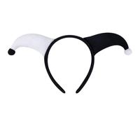 Fascia per capelli da giullare, Fascia per capelli da clown bianco nero Cappello da giullare in peluche, Costume da burlone divertente per accessorio per costume di carnevale Vestito operato da carne