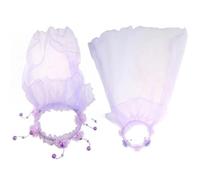 Fascia per capelli da principessa per bambine, doppio strato di tulle, veli da sposa, ghirlanda con volant, pizzo floreale, ghirlanda per feste di nozze, viola