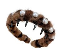 Fascia per capelli da ragazza con perle - Cerchietto antiscivolo, morbido materiale felpato, accessorio comodo, elegante e leggero, ideale per giovani e donne abbigliamento quotidiano