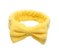 Fascia per capelli da spa, fascia con fiocco in giallo limone, riutilizzabile, morbida e confortevole, impedisce ai liquidi di bagnarsi e distruggere i capelli, ideale per la pulizia del viso, il