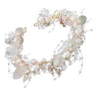 Fascia per capelli da sposa con fiori di perle - Tiara nuziale con dettagli e design in cristallo