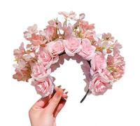 Fascia per capelli da sposa in stile etnico con fiori e fiori di seta su entrambi i lati