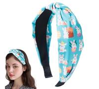 Fascia per capelli di buona Pasqua, fascia larga annodata, Decorazioni per fasce larghe annodate da donna, Fascia per capelli con coniglietto di uova di Pasqua dai colori vivaci per balli, feste, matr