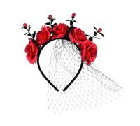 Fascia per capelli di Halloween, Cerchio per capelli di Halloween con fiori,Cerchio per capelli di Halloween con corona di fiori - Cerchio per capelli con rosa di Halloween, cerchi per capelli con fio