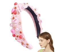 Fascia Per Capelli Di San - Fascia Per Capelli In Di Perla Con Cuore E Lettera Annodata, Accessorio Per Ingioiellato E Alla, Decorativa, In R