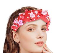 Fascia Per Capelli Di San - Fascia Per Capelli In Di Perla Con Cuore E Lettera Annodata, Accessorio Per Ingioiellato E Alla, Decorativa, In R