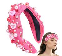 Fascia Per Capelli Di San - Fascia Per Capelli In Di Perla Con Cuore E Lettera Annodata, Accessorio Per Ingioiellato E Alla, Decorativa, In R
