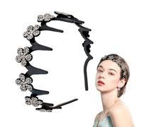 Fascia Per Capelli Donna - Fascia Per Capelli Con Fiori Di Strass E Design Sinuoso,Accessorio Indossabile Tutto il Giorno Anti Ribelli per Donne Ragazze Uso Quotidiano Palestra