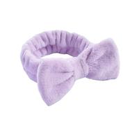 Fascia per capelli e trucco Fasce for capelli con fiocco solido for donna Pile di corallo Trucco Spa Wash Viso Turbante Avvolgere la testa Accessori(Light Purple)