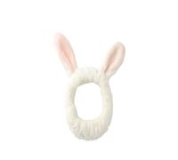 Fascia per capelli e trucco Lavaggio del viso Trucco Fascia for capelli Fiocco Corallo in pile Orecchie di coniglio Fasce for Donne Ragazze elastiche for Accessori for turbante morbido(White)