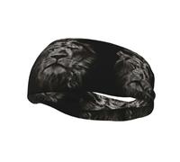 Fascia per capelli elastica con testa di leone bianco nero Fascia per capelli alla moda per uomo Donna Fasce sportive per l'assorbimento dell'umidità per la corsa, yoga e fitness
