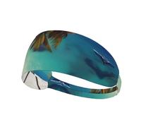 Fascia per capelli elastica per esercizi con immagine del sole sulla spiaggia, fascia per capelli per uomini e donne, fascia per capelli per yoga e fitness