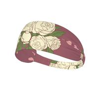 Fascia per capelli elastica per esercizi con immagine della rosa bianca dell'amore, fascia per capelli per uomini e donne, fascia per capelli per yoga e fitness