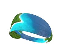 Fascia per capelli elastica per esercizi con immagine di un'isola nell'oceano, fascia per capelli per uomo e donna, fascia per capelli per yoga e fitness