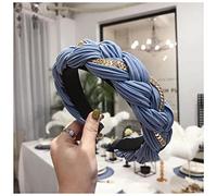 Fascia Per Capelli Fashion Donne Hairband Cross Knot Braid Fascia Adulto Autunno Inverno Capo Abbigliamento Ampia Lato Turbante Accessori for capelli Fascia Per Capelli Donna(Blue hairband)