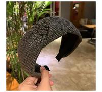 Fascia Per Capelli Fashion Donne Hairband largo laterale lato classico solido turbante lavorato a maglia knot knot turban hoop capelli Fascia Per Capelli Donna(Dark gray hairband)