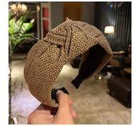 Fascia Per Capelli Fashion Donne Hairband largo laterale lato classico solido turbante lavorato a maglia knot knot turban hoop capelli Fascia Per Capelli Donna(Coffee hairband)