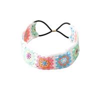 Fascia per capelli floreale da donna morbida avvolgere copricapo floreale squisita fascia intrecciata a mano bandana fascia per capelli per vacanze all'uncinetto fascia per capelli