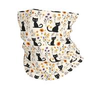 Fascia per capelli Flower Cat Black Print Copricapo a mezza faccia