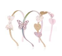 Fascia per capelli glitterata compatibile con bambine, accessori per capelli scintillanti con motivi squisiti tra cui cuori, farfalle e fioc