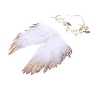Fascia Per Capelli Golden Silver Angel Feather Wings with Leaves Fascia Ragazze Regali di compleanno Gifts Puntelli Neonato Accessori Fascia Per Capelli Donna(1gold)