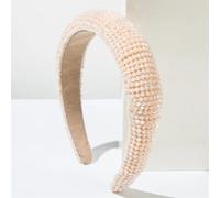 Fascia per capelli imbottita con strass e paillettes da donna, alla moda, accessori per capelli beige