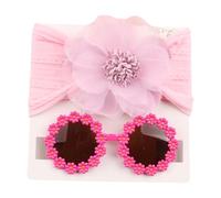 Fascia per capelli in nylon 0-3 anni ragazze occhiali da sole con fiore fascia set belle ragazze fotografia copricapo puntelli per bambino accessorio moda