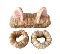 Fascia per capelli in peluche popolare e fascia per il lavaggio del polso per l'uso quotidiano delle donne, lavaggio del viso, maschera per trucco, copricapo, trucco, fasce elastiche