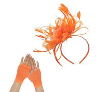 Fascia Per Capelli In Piuma Da 1 Pezzo E 1 Paio Di Guanti In Rete, Accessori Da Sposa, Accessori Per Capelli In Rete, Accessori Eleganti Per Capelli, Adatti Per Matrimoni E Feste
