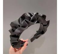Fascia per capelli in pizzo con stemma cranico pieghevole per effetto dimagrante del viso, fascia per capelli in tessuto nero e marrone, accessorio compatto per lo styling quotidiano e (nero)
