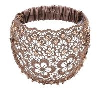 Fascia Per Capelli In Pizzo Elasticizzato - Fascia Elastica Con Perle Floreali Per Donna | Fasce Larghe In Pizzo Per Allenamento, Corsa E Yoga, Eleganti Fasce Per Capelli Per Ragazze, Moda