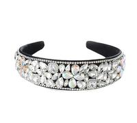 Fascia per capelli in spugna barocca con cristalli, fatta a mano, con diamanti e perle, 1 pezzo, per donne (bianco)