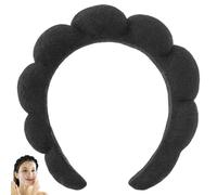 Fascia per capelli in spugna nera, 1 pezzo, morbida fascia per capelli in spugna per il trucco, per lavare la pelle del viso, doccia, rimozione del trucco, yoga, uso quotidiano, non pizzica, regalo