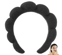 Fascia per capelli in spugna nera, 1 pezzo, morbida fascia per capelli in spugna per il trucco, per lavare la pelle del viso, doccia, rimozione del trucco, yoga, uso quotidiano, non pizzica, regalo