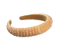 Fascia per capelli in stile barocco con cristalli, per lavare il viso, realizzata a mano, color cachi