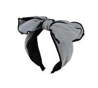 Fascia per capelli in tessuto con bordo largo vintage mille uccelli a scacchi, versione grande (1#)