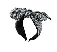 Fascia per capelli in tessuto con bordo largo vintage mille uccelli a scacchi, versione grande (2#)